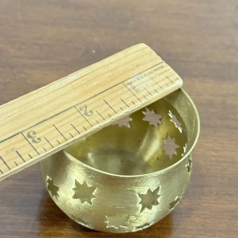 Vintage Brass Candle Holder Tealight Stars Cutouts Made In India Lillian Vernon